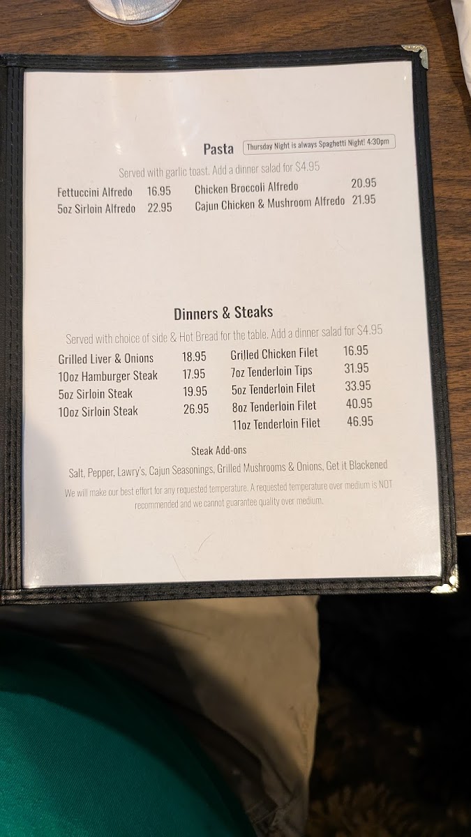 Whimp's Place Photo Menu 1