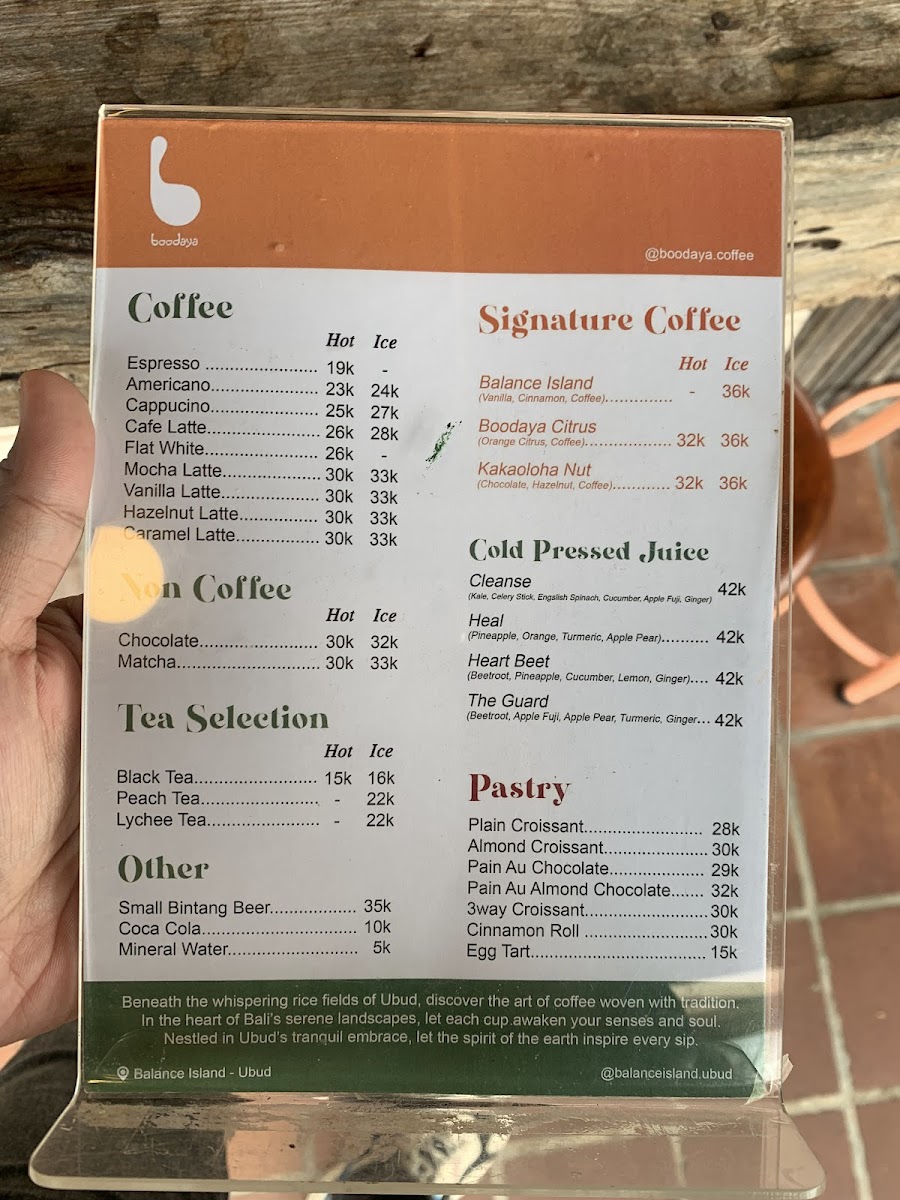 Boodaya Coffee Ubud Photo Menu 1