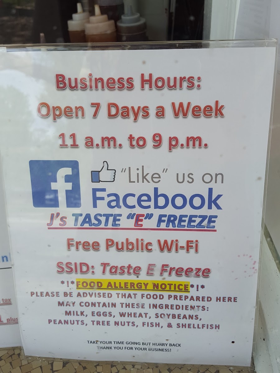 Taste 'E' Freeze Photo Menu 10