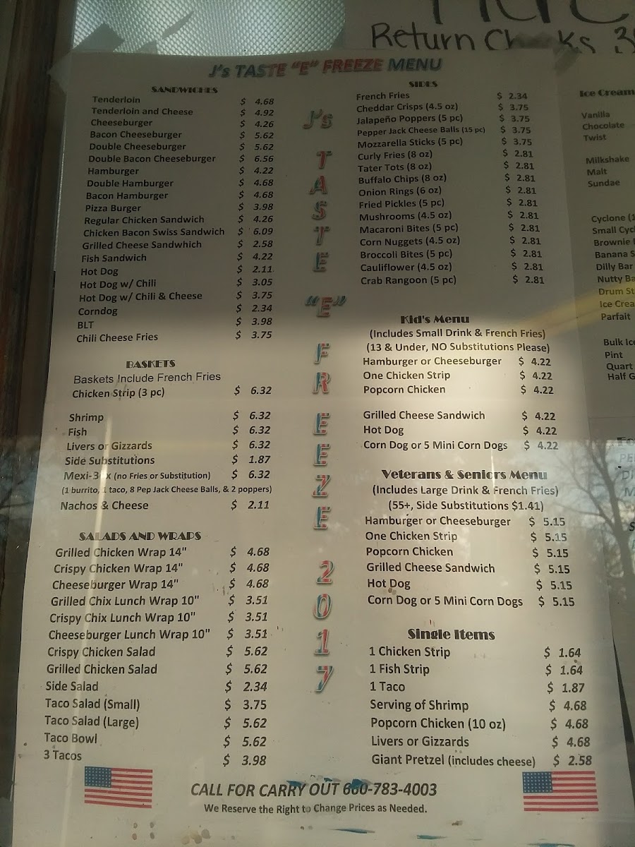 Taste 'E' Freeze Photo Menu 5