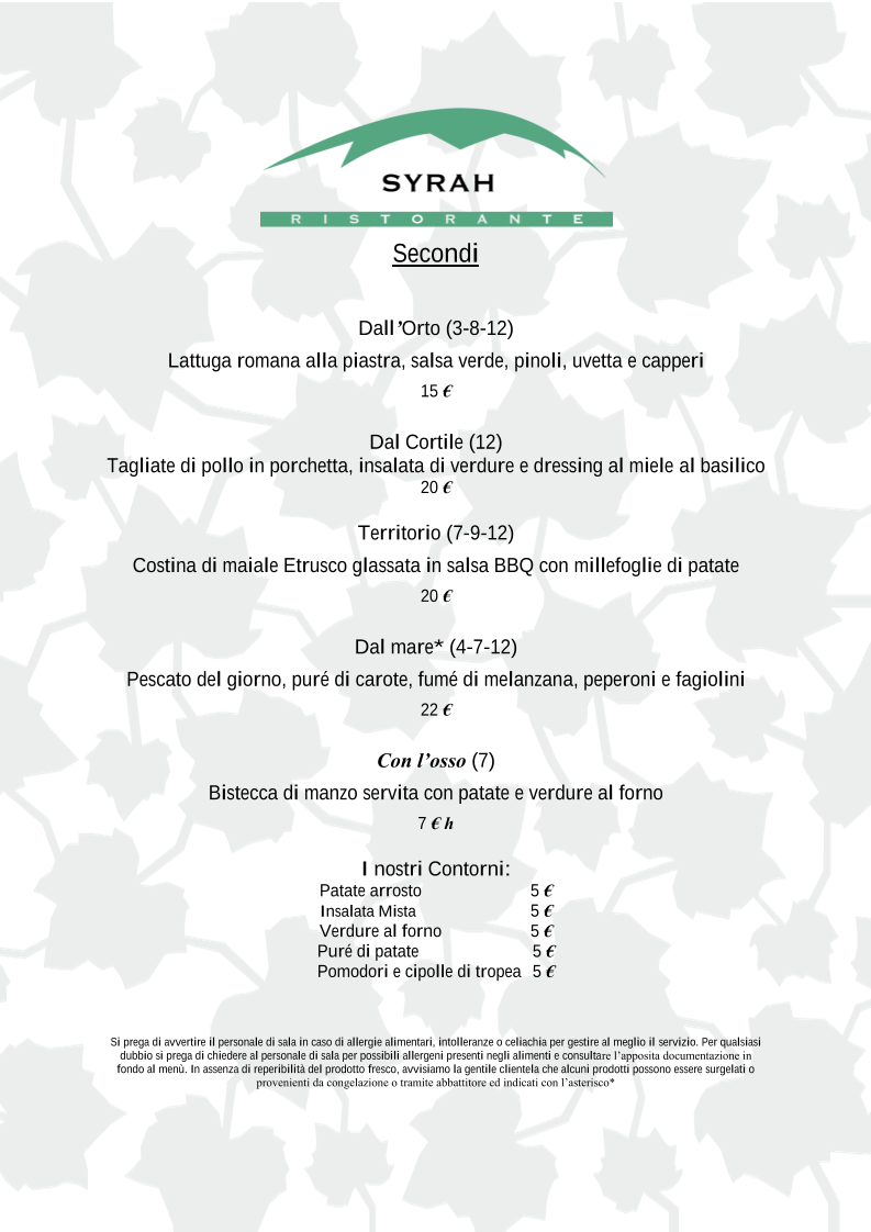 Ristorante Syrah Photo Menu 1