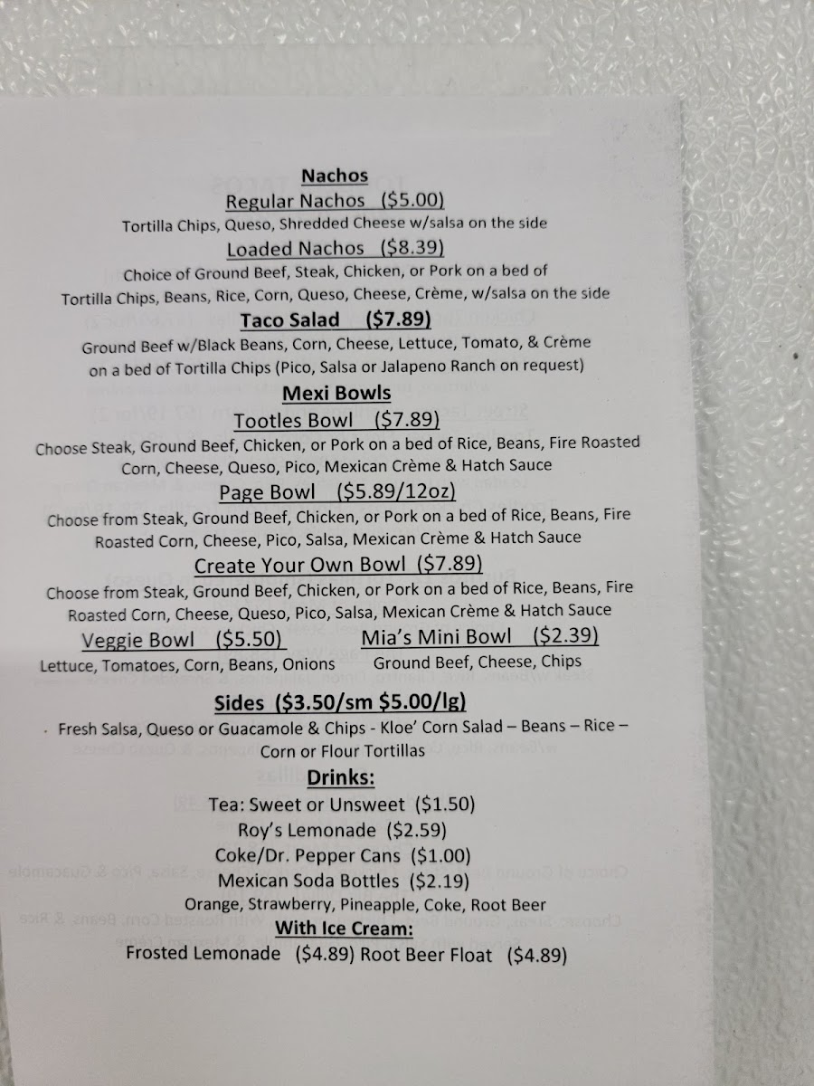 TOODLES TACOS Photo Menu 1