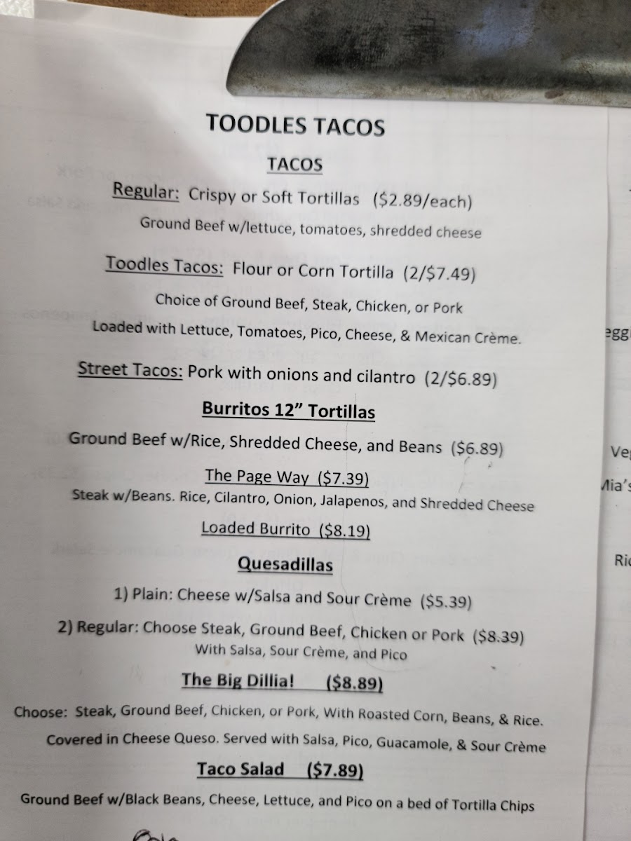 TOODLES TACOS Photo Menu 3