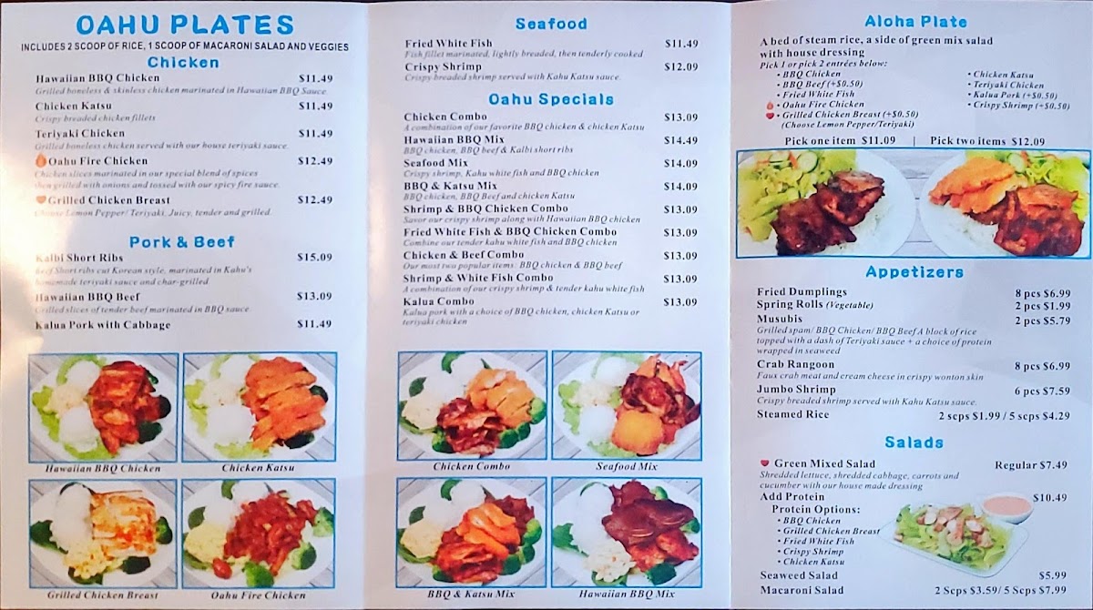 Oahu Hawaiian BBQ Photo Menu 1