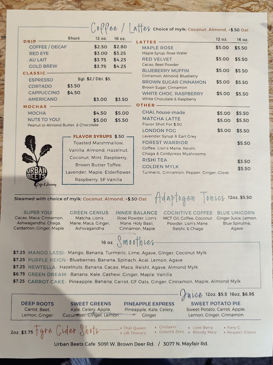 Urban Beets Cafe & Juicery Photo Menu 2