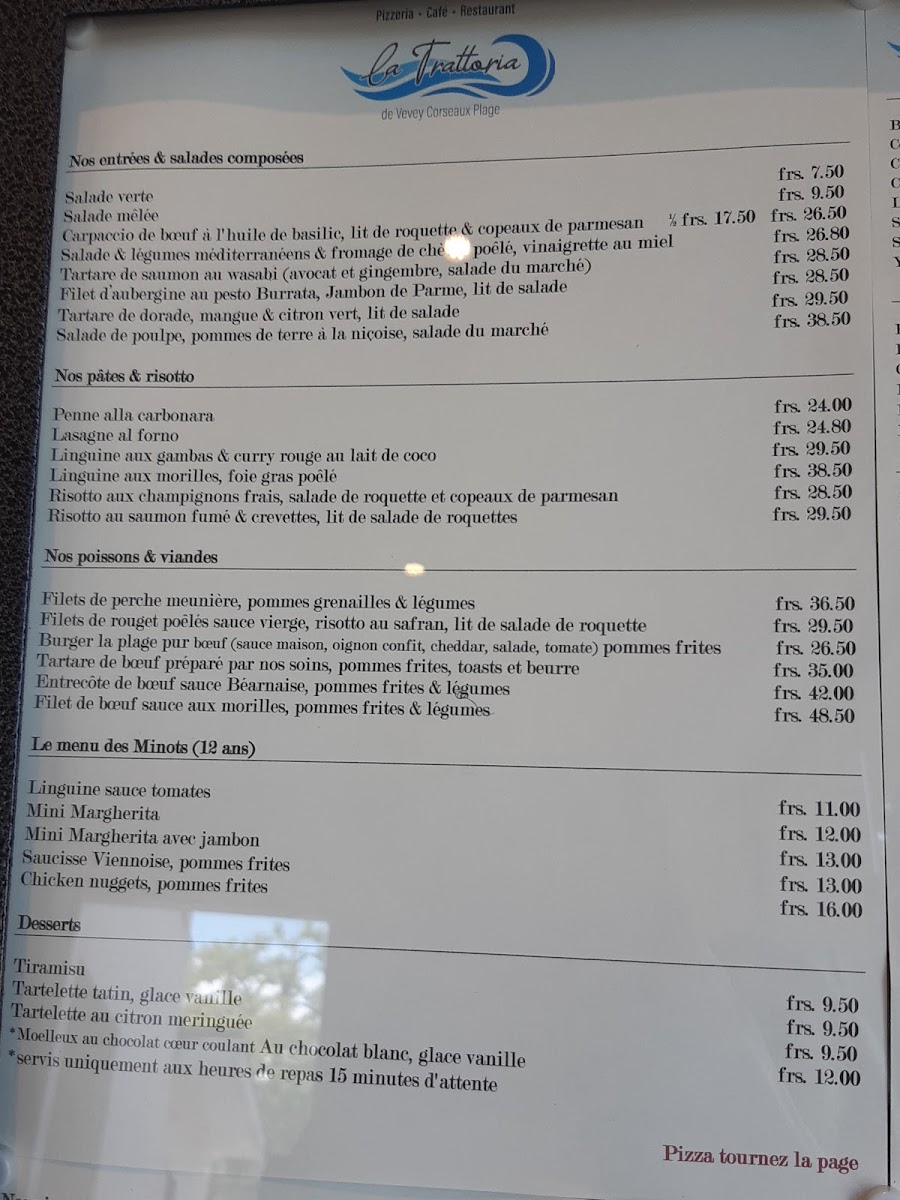 Restaurant Vevey Corseaux Plage Photo Menu 2