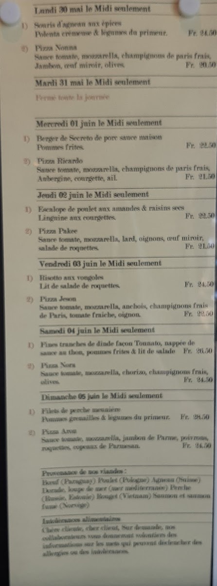 Restaurant Vevey Corseaux Plage Photo Menu 4