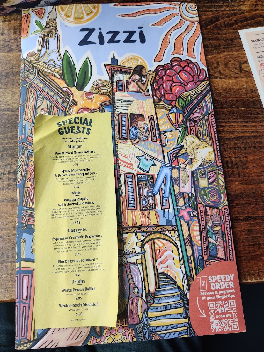 Zizzi - Greenwich Photo Menu 1
