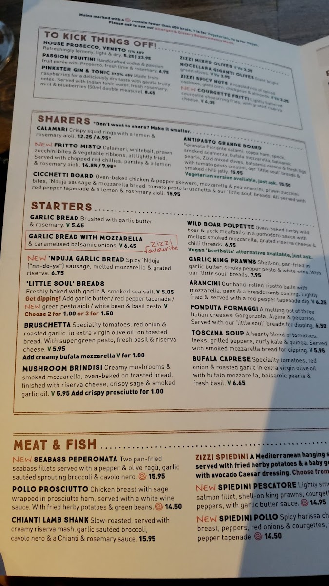Zizzi - Greenwich Photo Menu 10