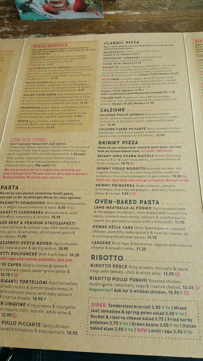 Zizzi - Greenwich Photo Menu 9