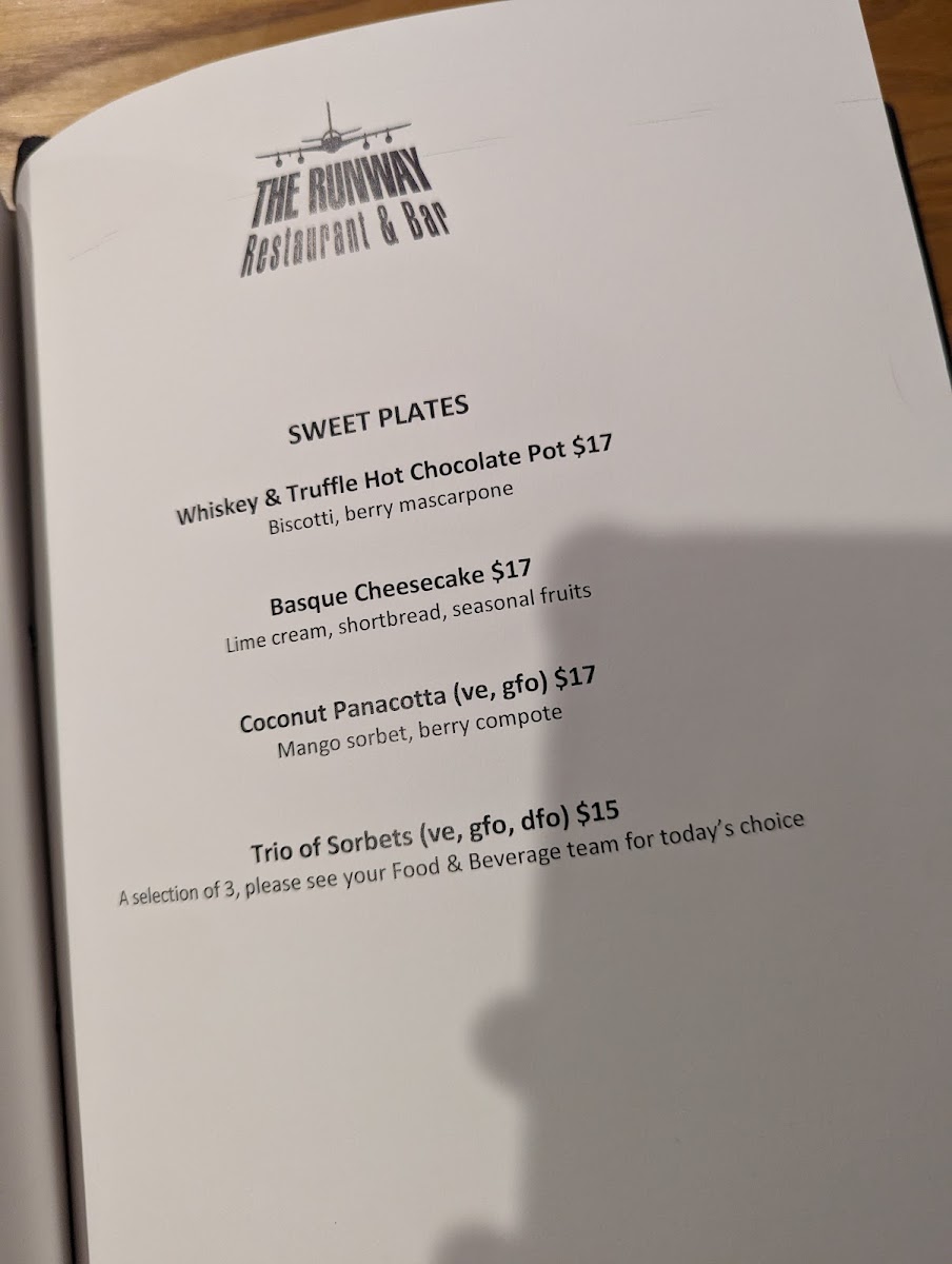 The Runway Restaurant Photo Menu 2