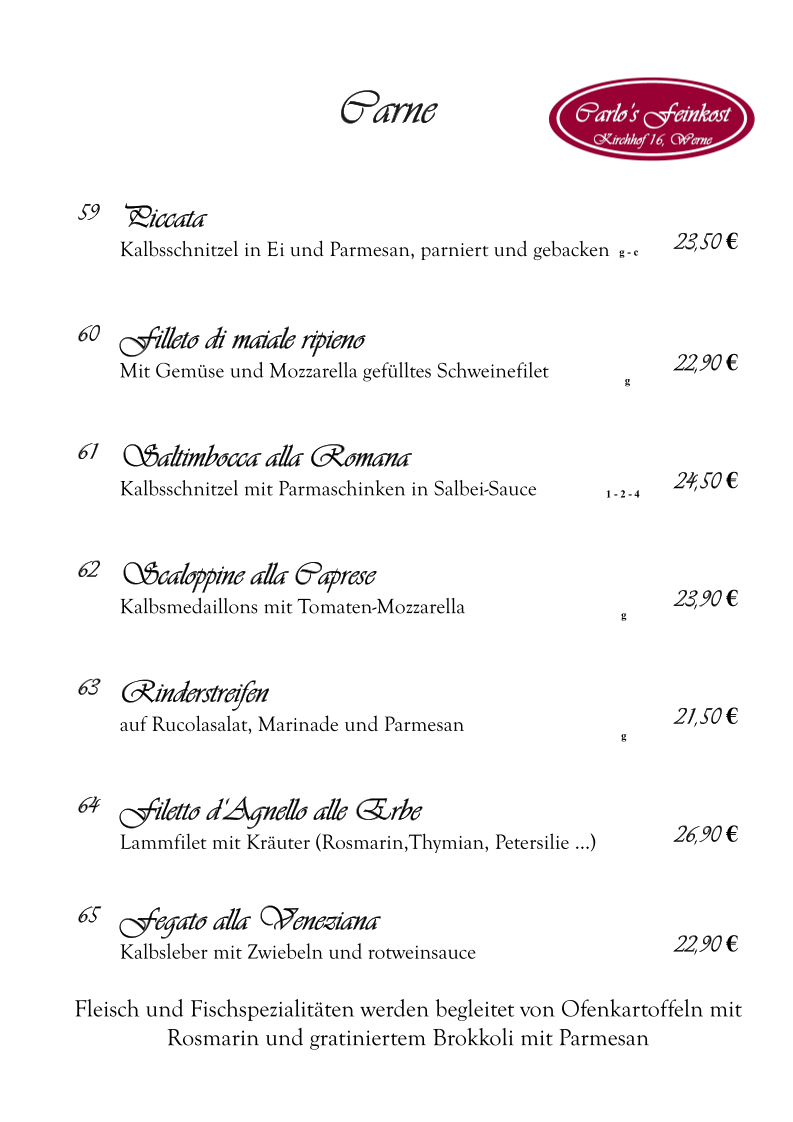 Carlo’s Feinkost | Carlo Crispo Photo Menu 1