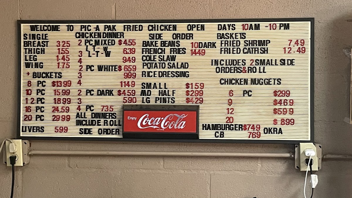 Pic-A-Pak Fried Chicken Photo Menu 2