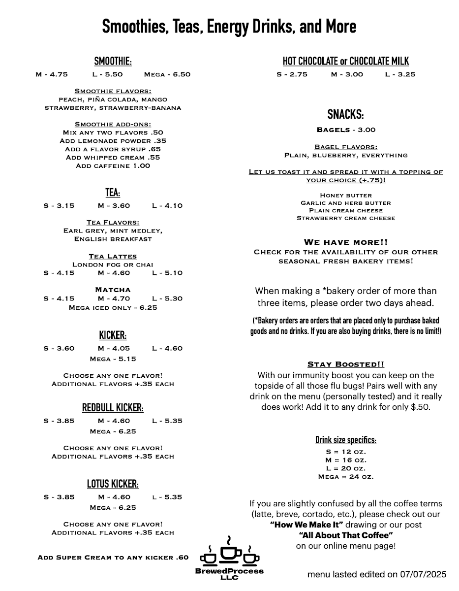 Brewed Process LLC Photo Menu 1