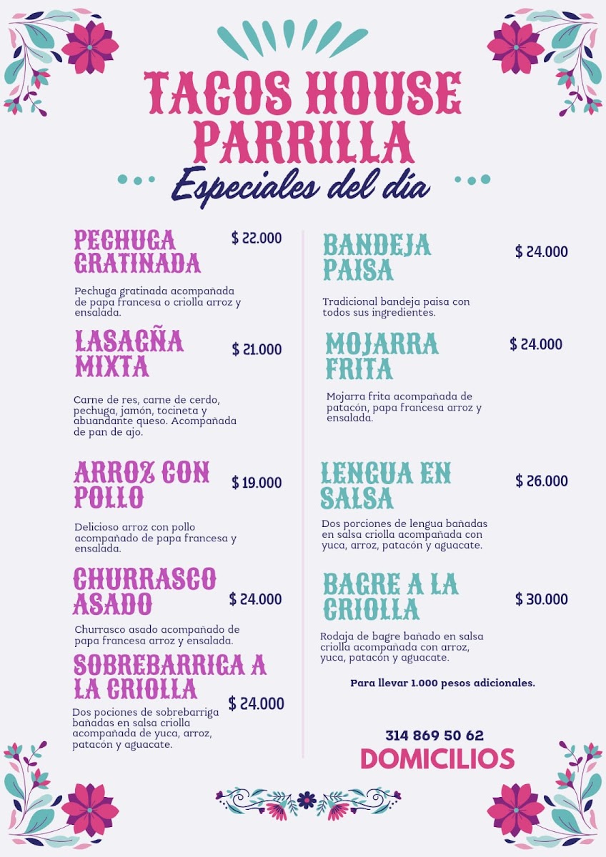 Taco's House Parrilla comida mexicana Photo Menu 3