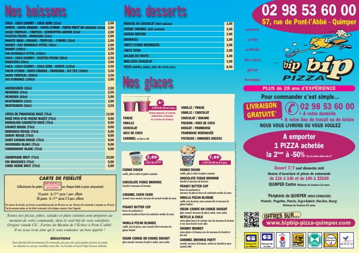 Bip Bip Pizza Photo Menu 1