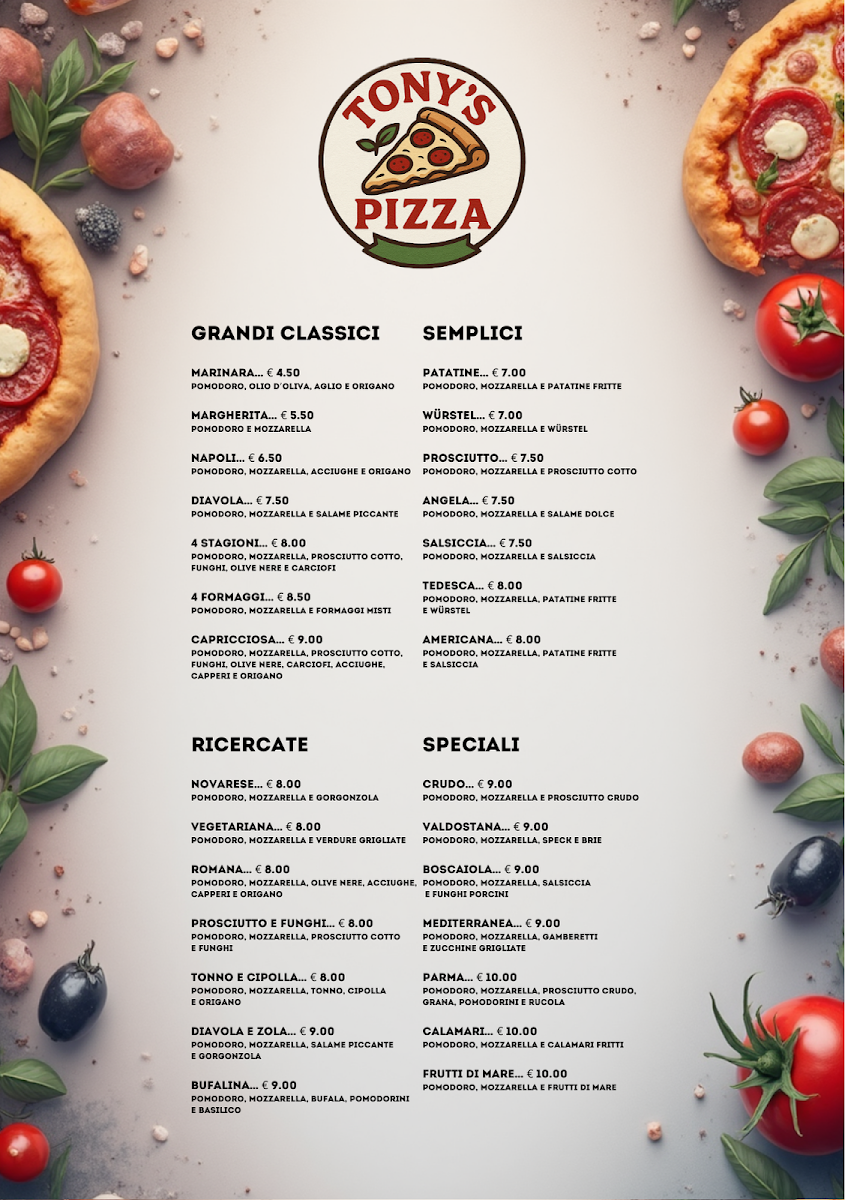 Tony’s Pizza Photo Menu 2