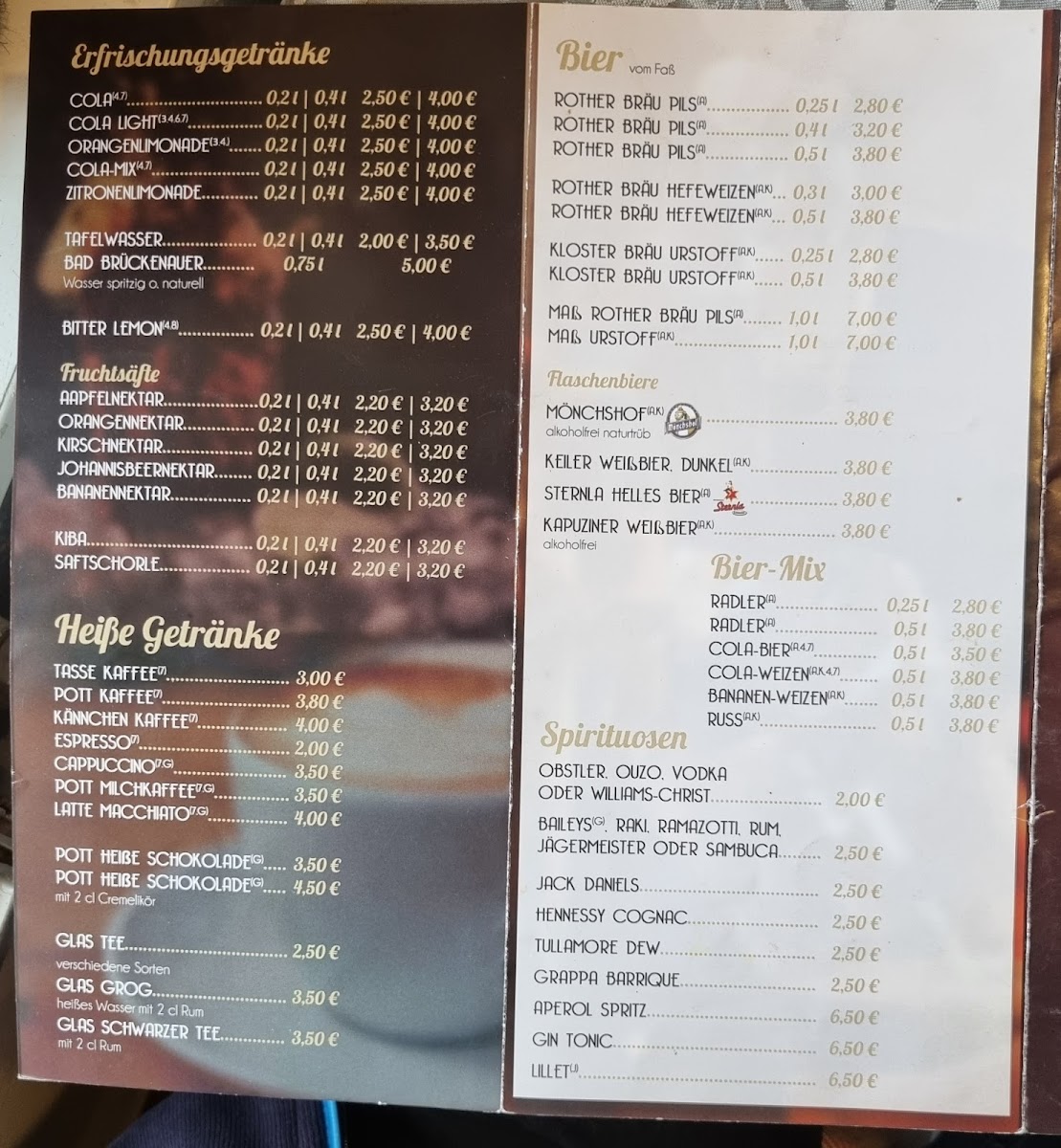 Tennis-Café Photo Menu 1