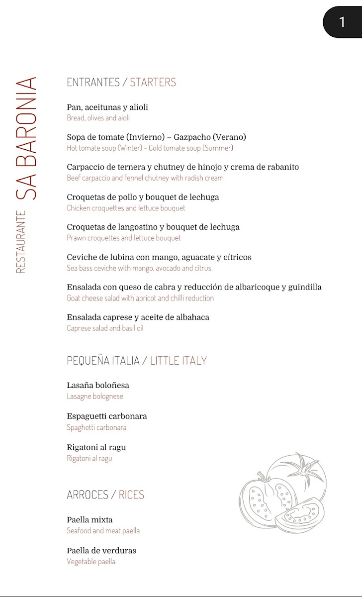 Restaurant Sa Baronia Photo Menu 1