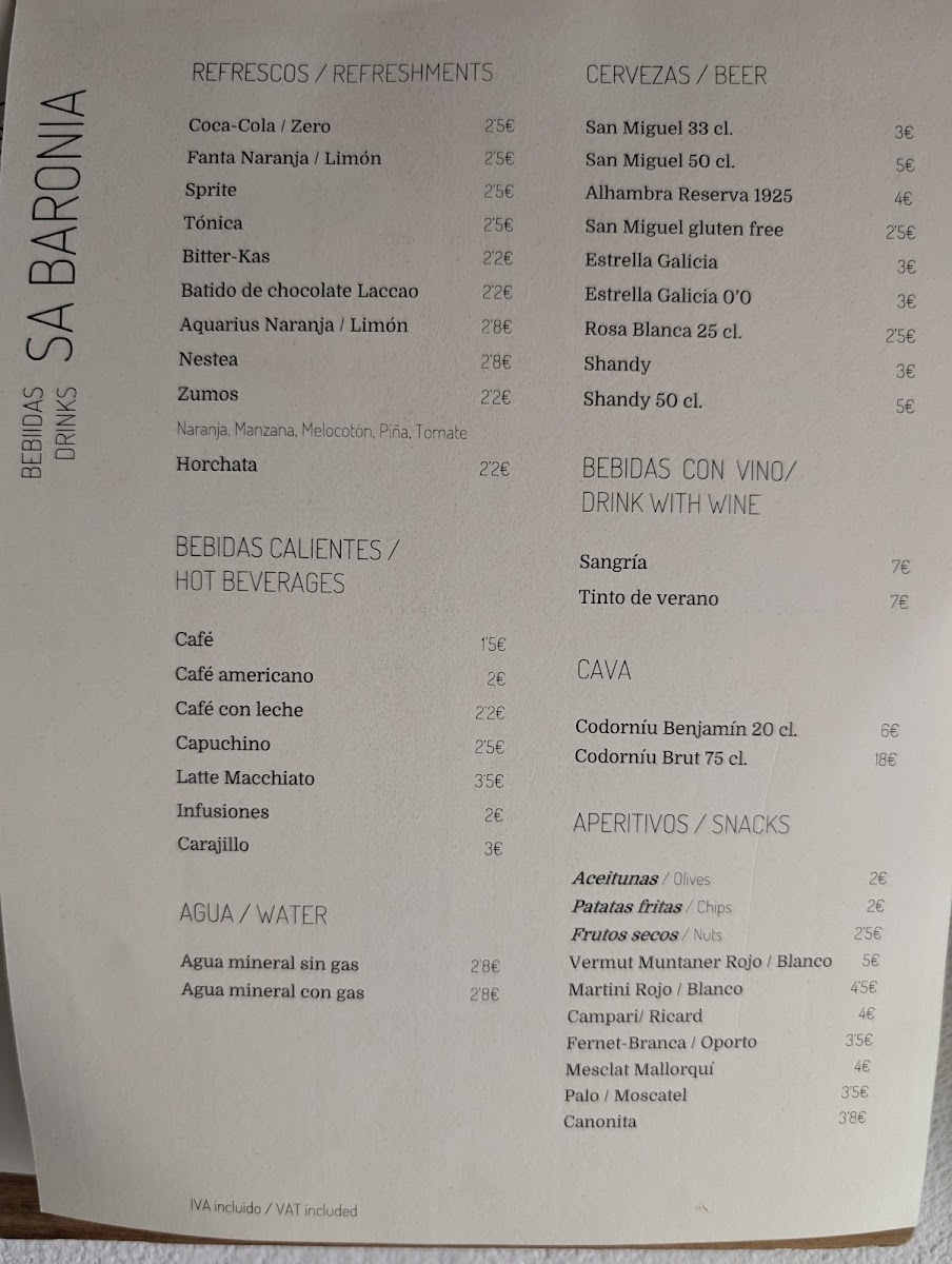 Restaurant Sa Baronia Photo Menu 4
