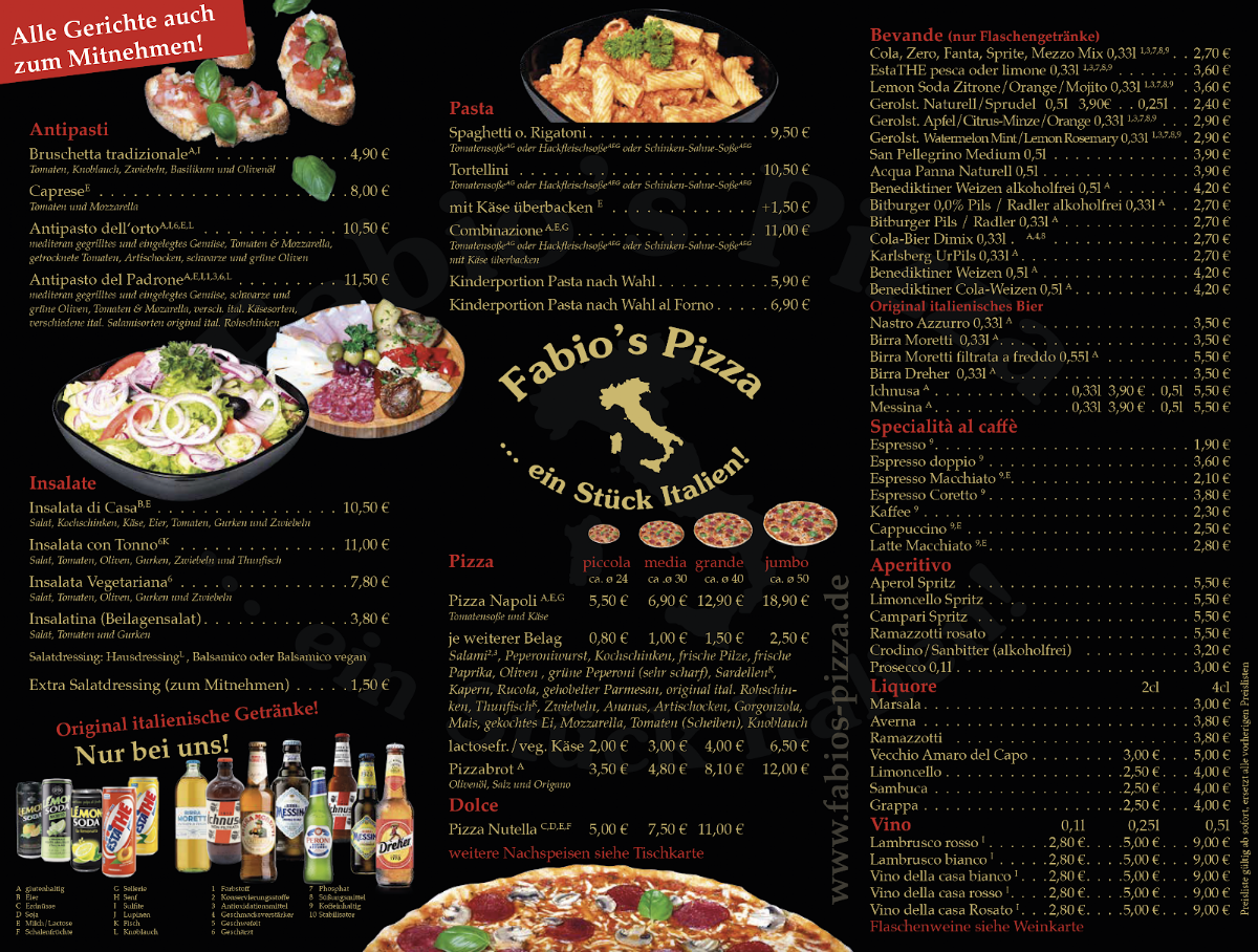 Fabios Pizza Photo Menu 1