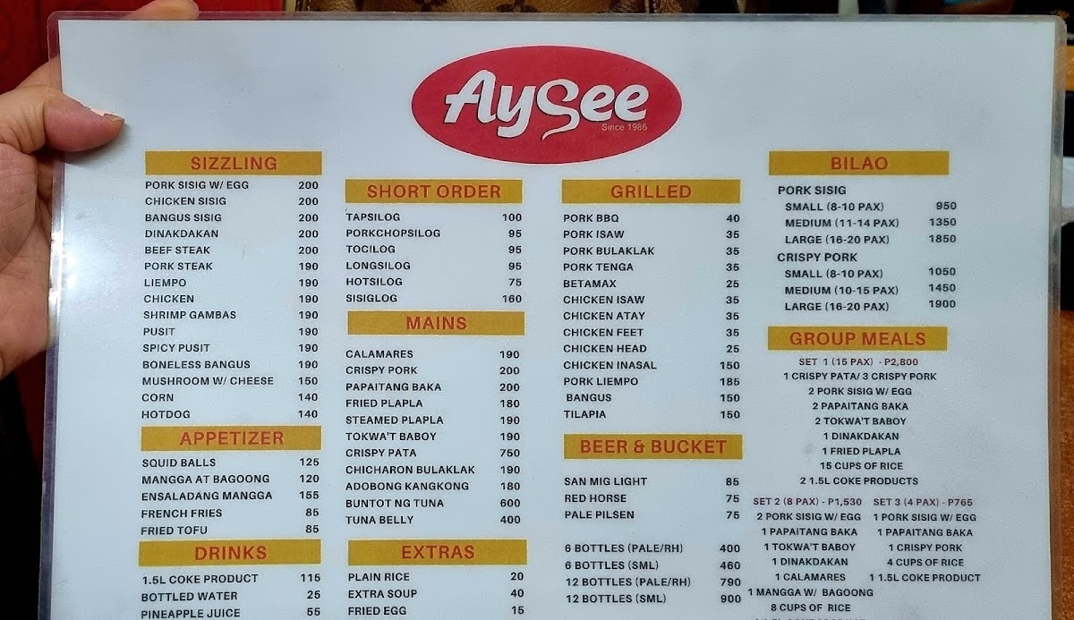 Aysee Ultra - Original Branch Photo Menu 2