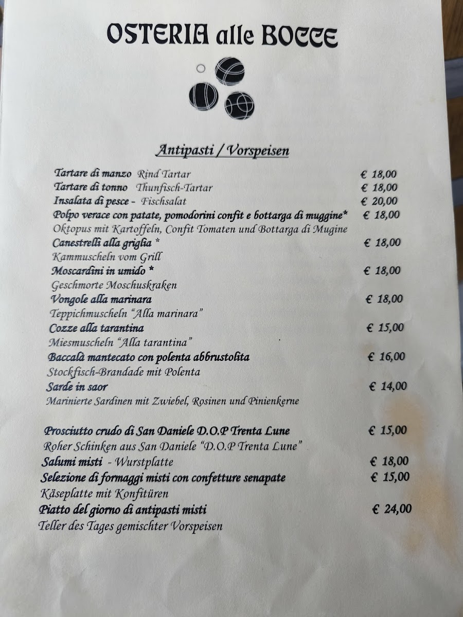 Ristorante Alle Bocce Photo Menu 3