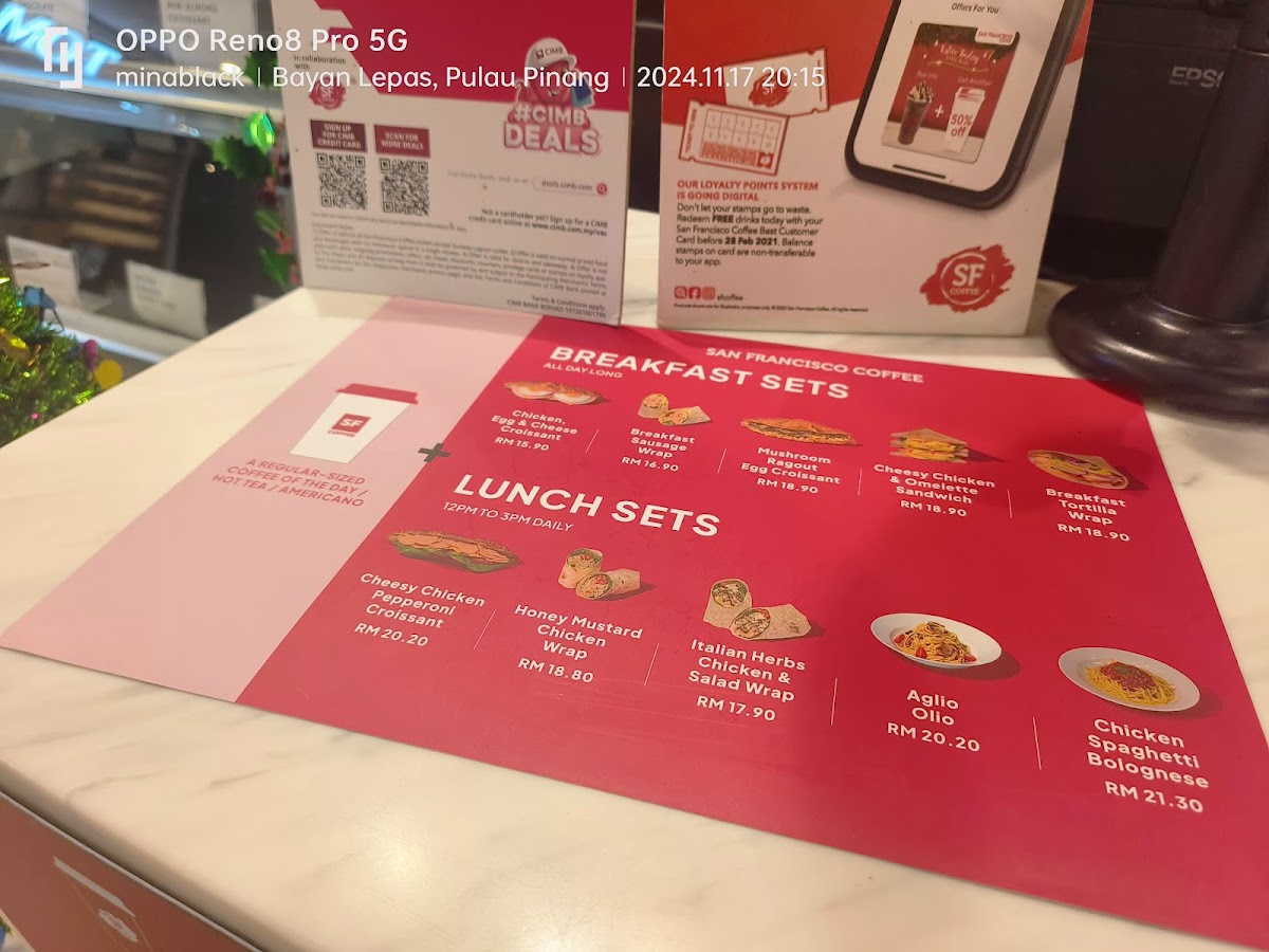 San Francisco Coffee Queensbay Mall Photo Menu 1