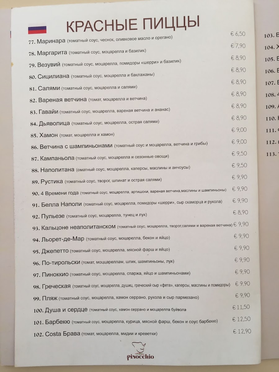 Pinocchio Ristorante Pizzeria Photo Menu 9