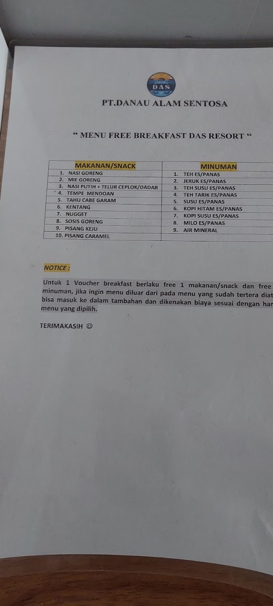 DAS Resorts Photo Menu 1