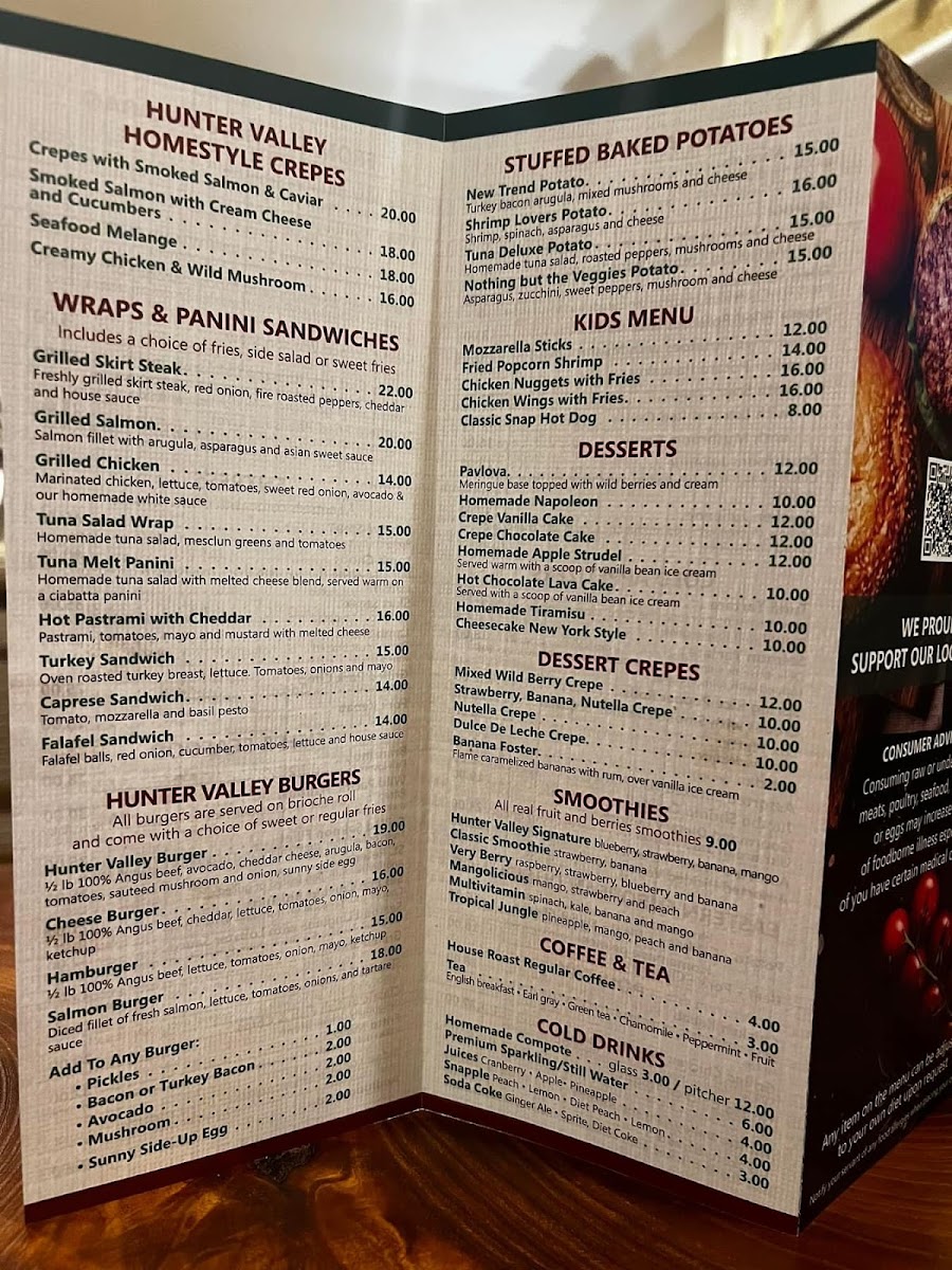Hunter Valley Restaurant Photo Menu 1