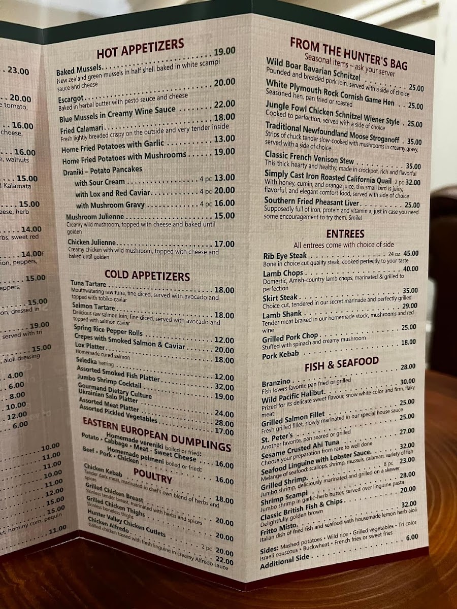 Hunter Valley Restaurant Photo Menu 2