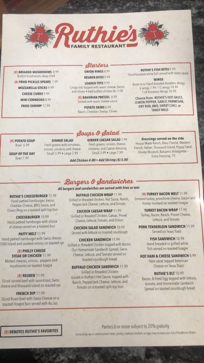 Ruthie’s Family Restaurant Photo Menu 4