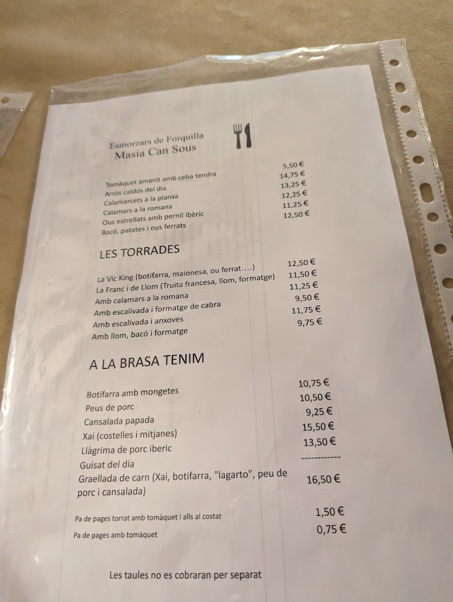 Restaurant Masia Can Sous Photo Menu 7
