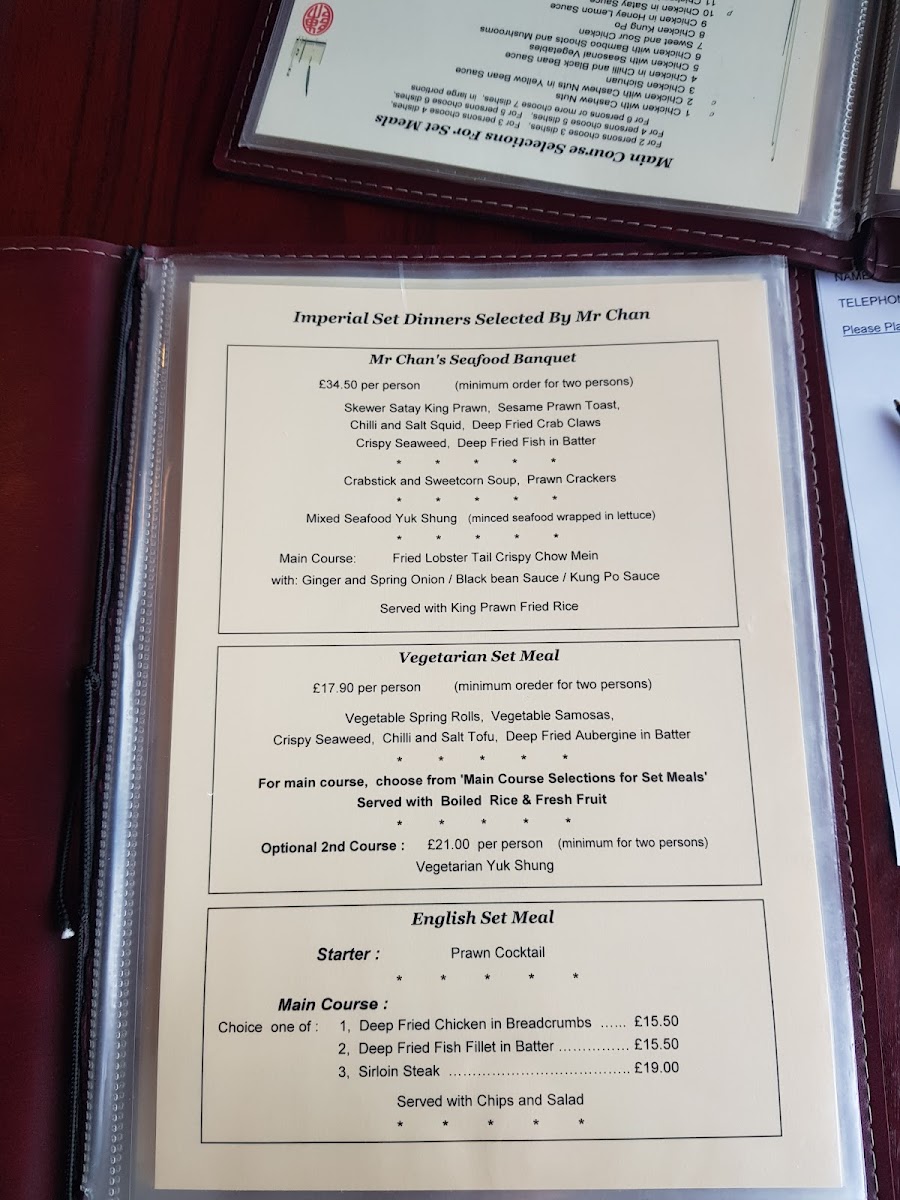 Mr Chan's Restaurant Photo Menu 2