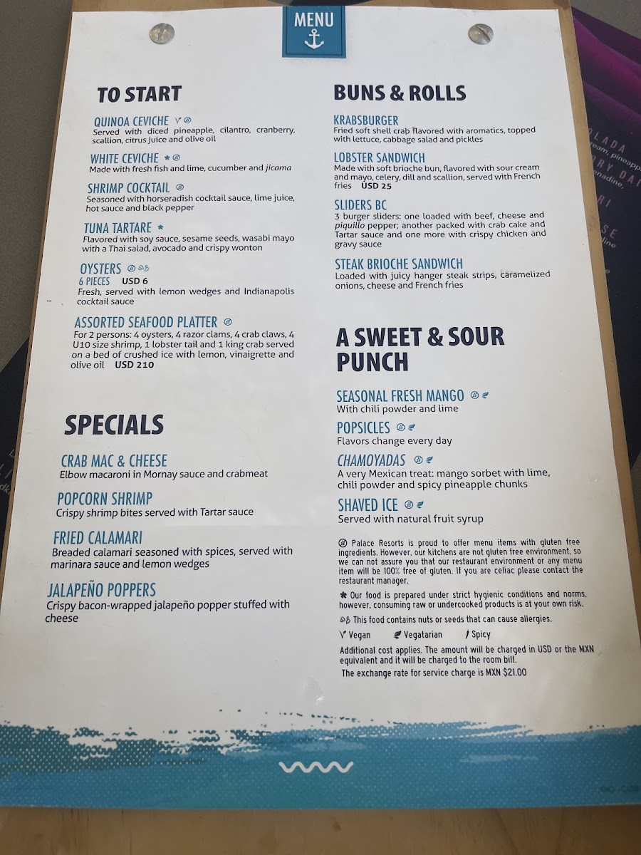 Beach Club Photo Menu 1