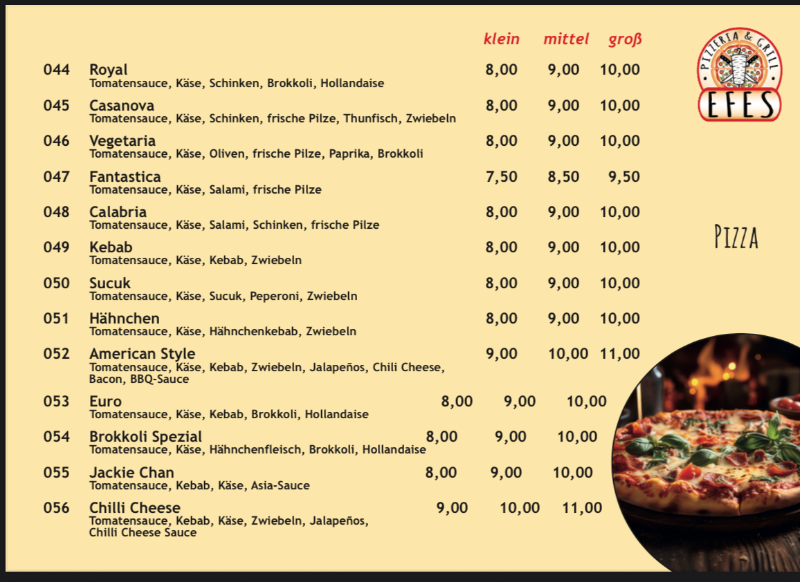 Pizzeria Efes Grill Photo Menu 3