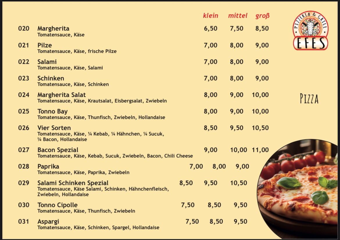 Pizzeria Efes Grill Photo Menu 4