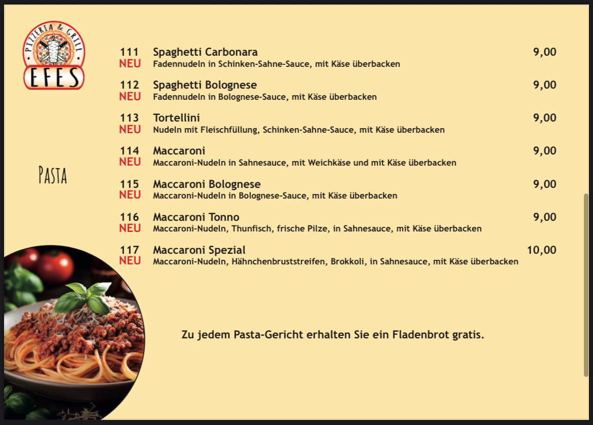 Pizzeria Efes Grill Photo Menu 5