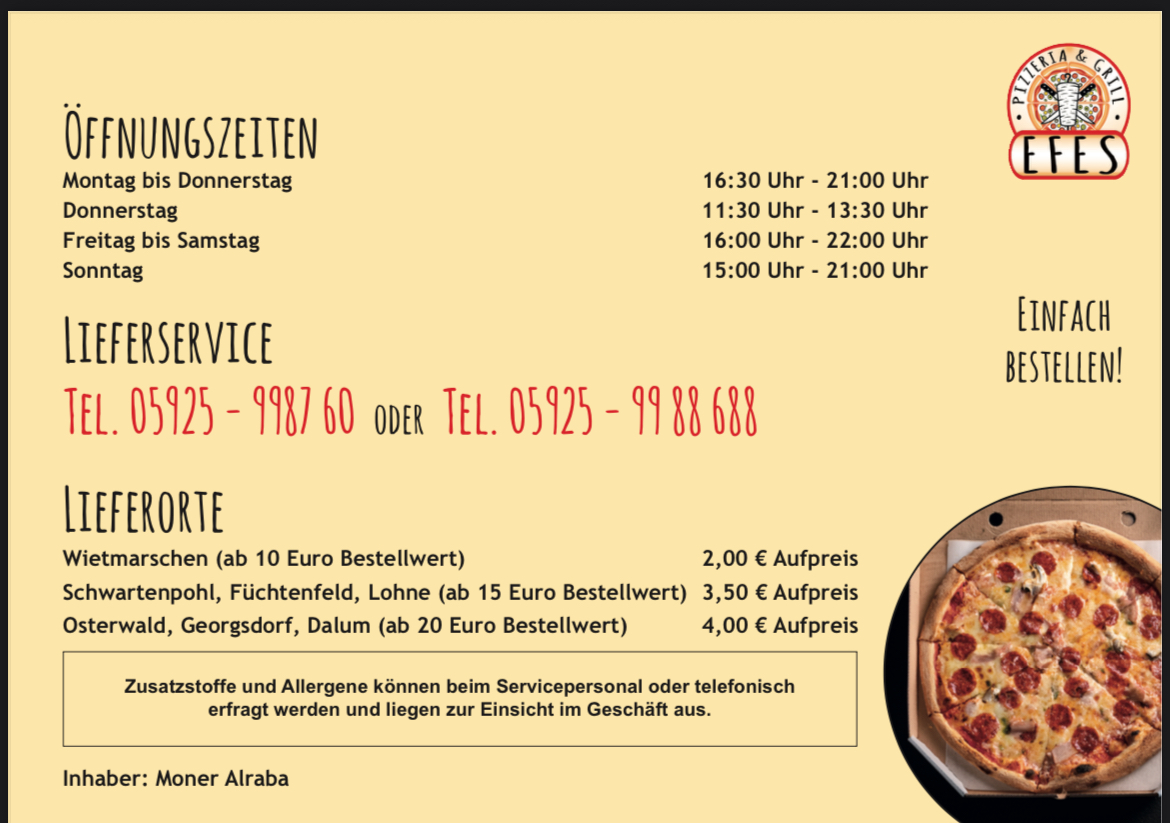 Pizzeria Efes Grill Photo Menu 9