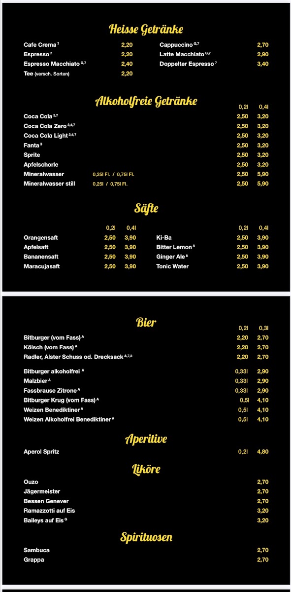 Harry's Restaurant Cafe Bar Photo Menu 1