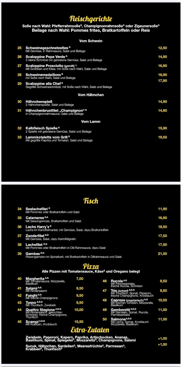 Harry's Restaurant Cafe Bar Photo Menu 2