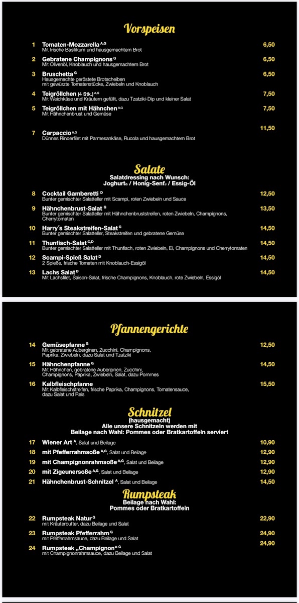 Harry's Restaurant Cafe Bar Photo Menu 3