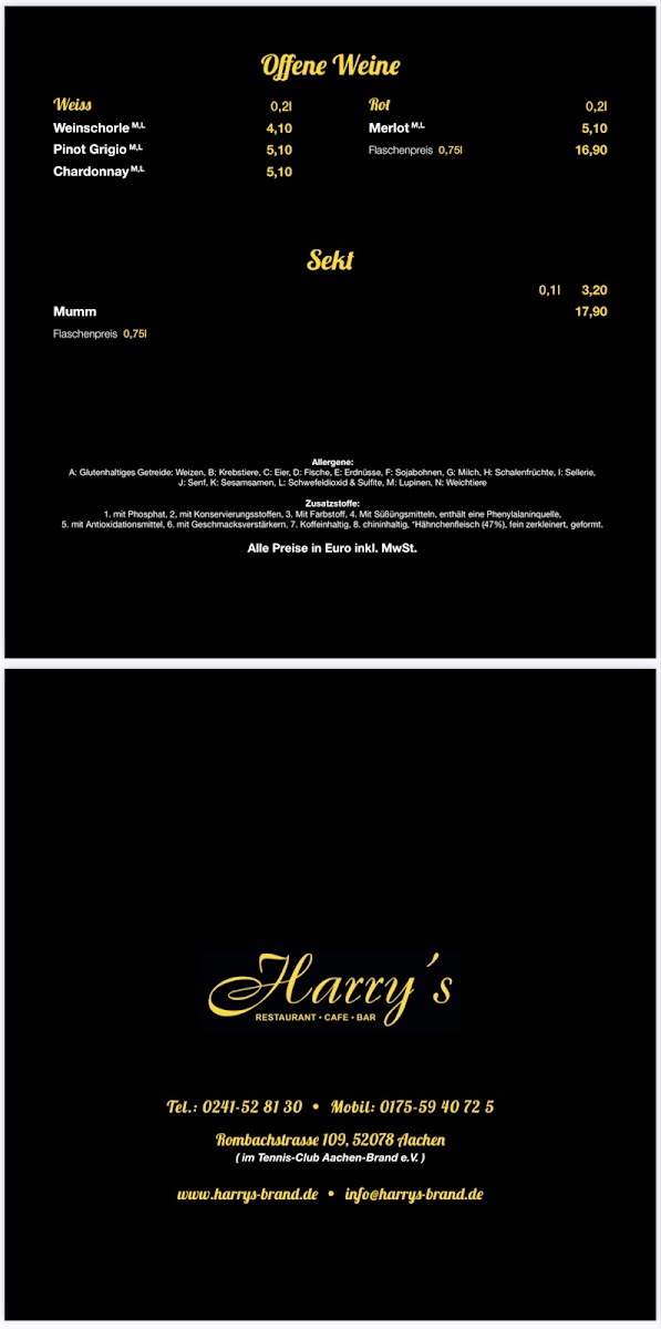 Harry's Restaurant Cafe Bar Photo Menu 5