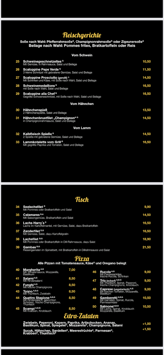Harry's Restaurant Cafe Bar Photo Menu 7