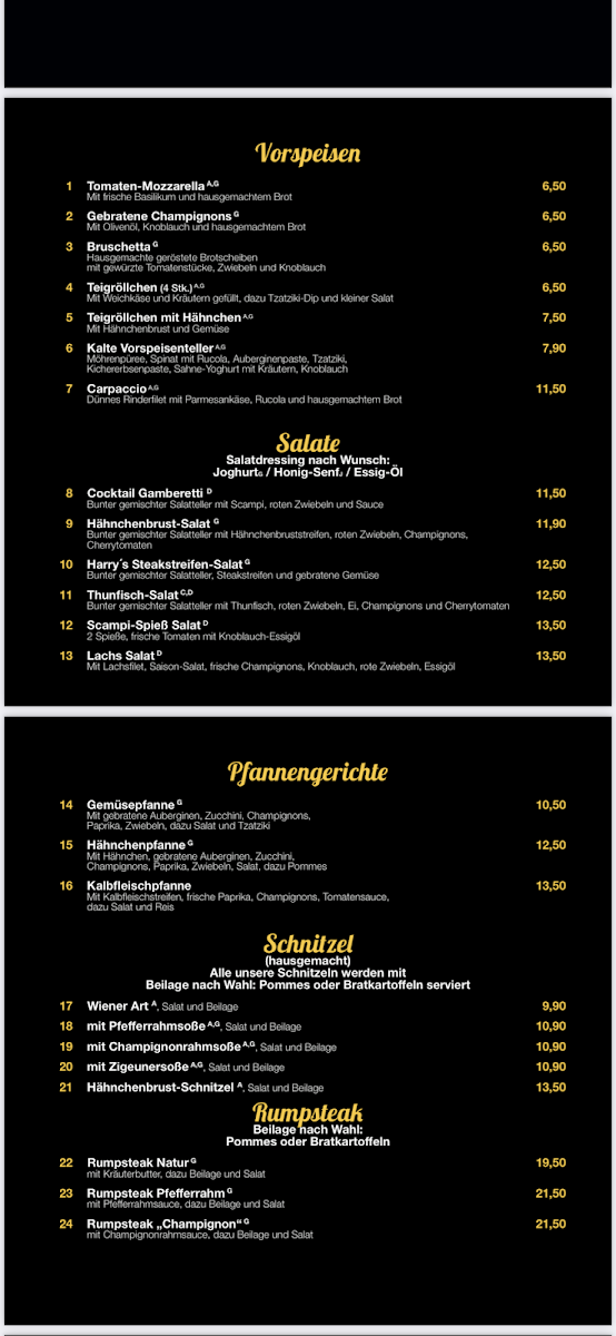 Harry's Restaurant Cafe Bar Photo Menu 8