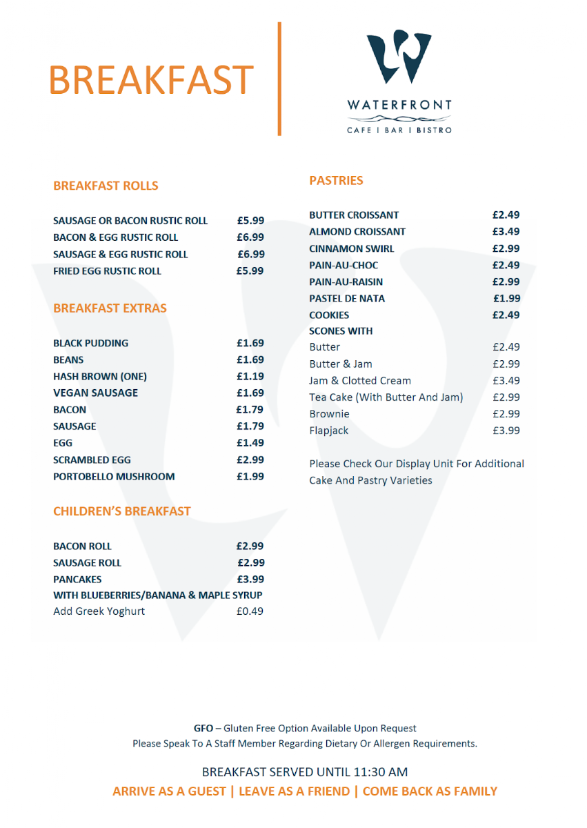 Waterfront Café | Bar | Bistro Photo Menu 1