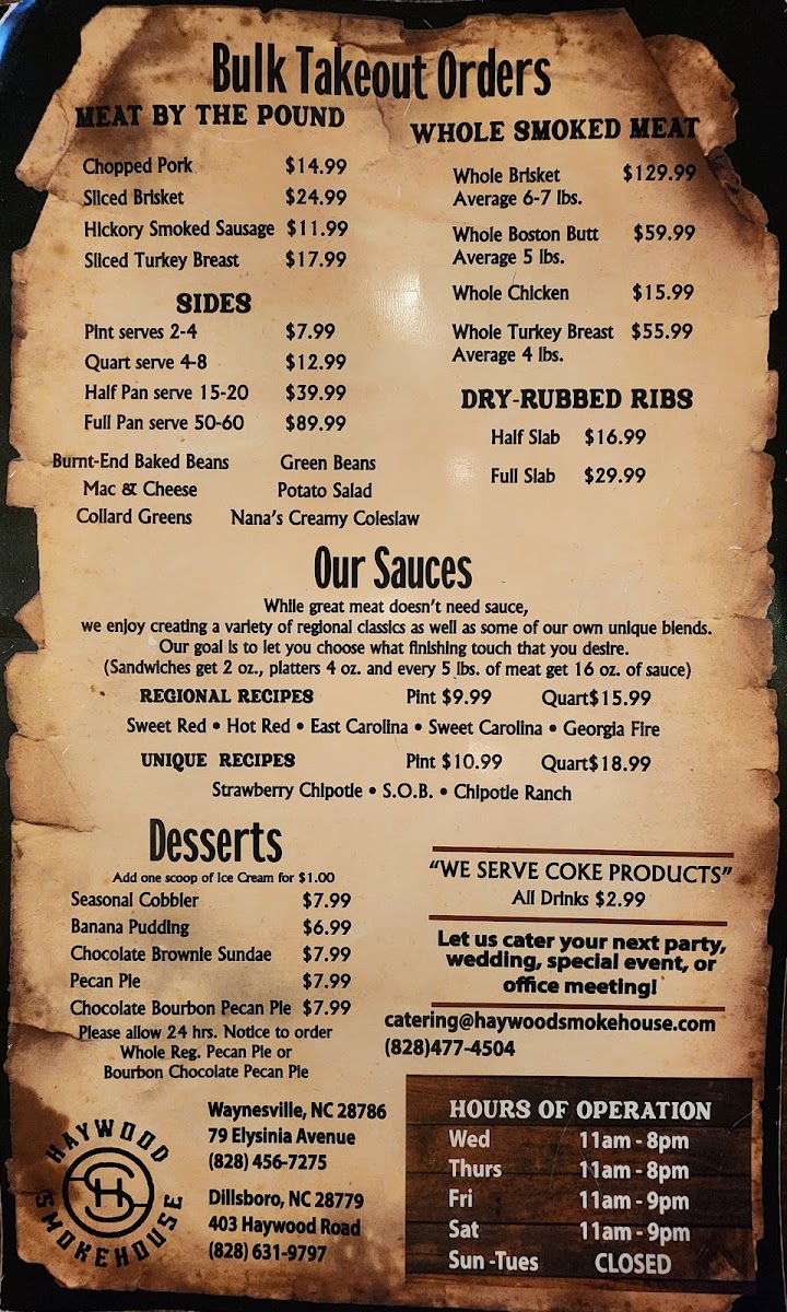 Haywood Smokehouse Photo Menu 2