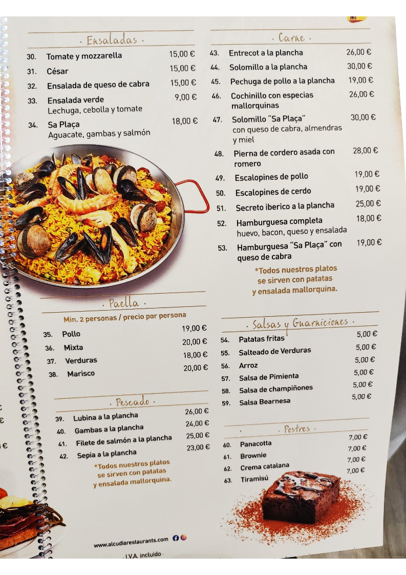 Restaurant Sa Plaça Photo Menu 3