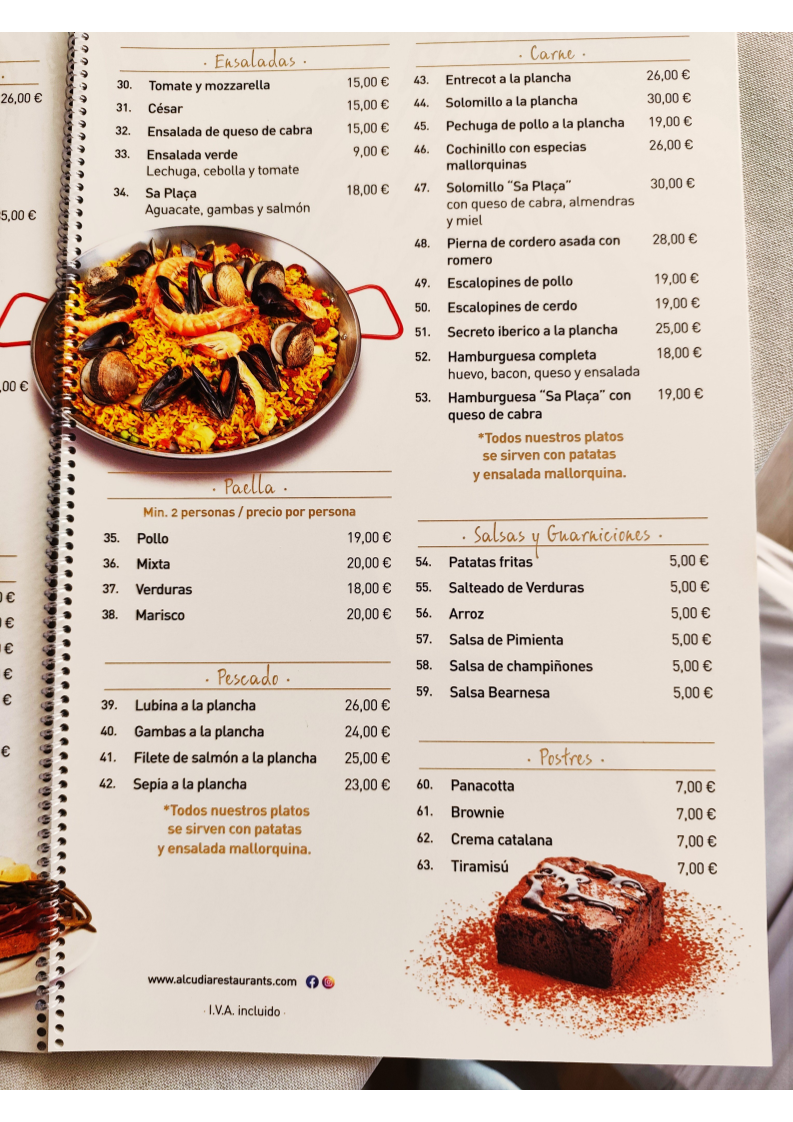 Restaurant Sa Plaça Photo Menu 8